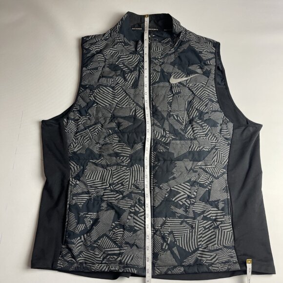 Nike Thermosoft reflective running vest Mens XL Grey Geometric patterns Full Zip - Picture 8 of 11